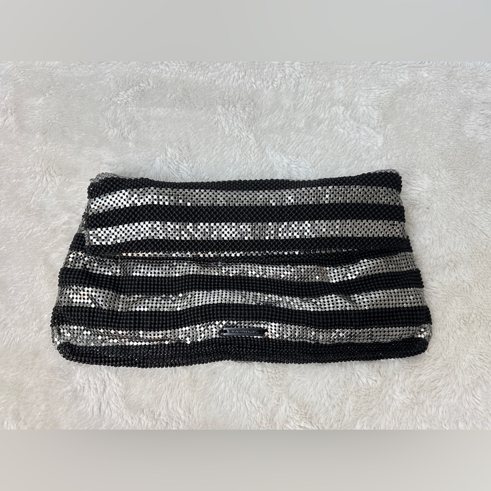 BCBGMAXAZRIA - Brighton Metal Foldover Clutch Purse in Gunmetal.